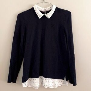 Tommy Hilfiger navy blue shirt tail sweater